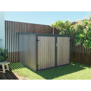 Vente-unique Abri à vélo métal en acier galvanisé effet bois 4 m² pour 4 vélos - NIKI  