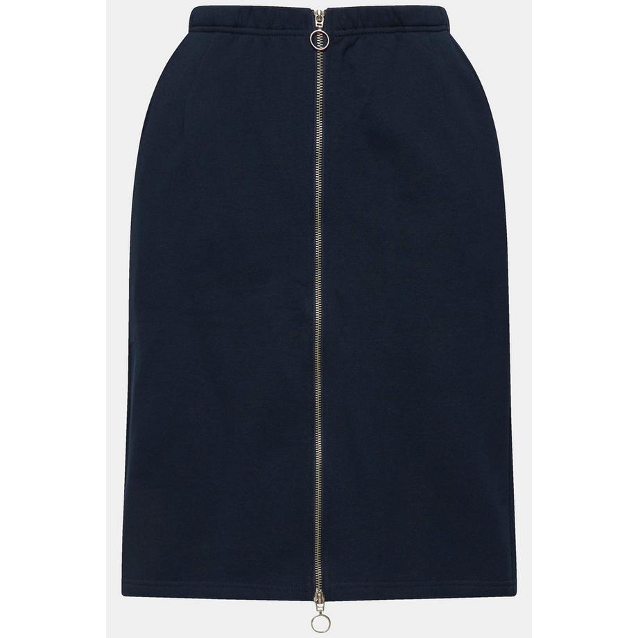 Ulla Popken Jupe en molleton avec fermeture éclair et poches  