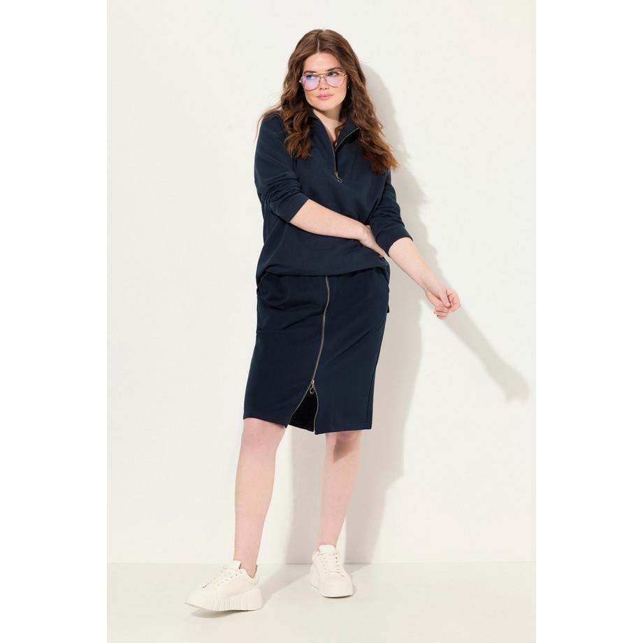 Ulla Popken Jupe en molleton avec fermeture éclair et poches  