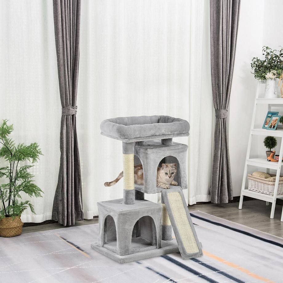 Northio  Tiragraffi Con Colonne In Sisal, Grigio Chiaro, 59X39X83Cm 