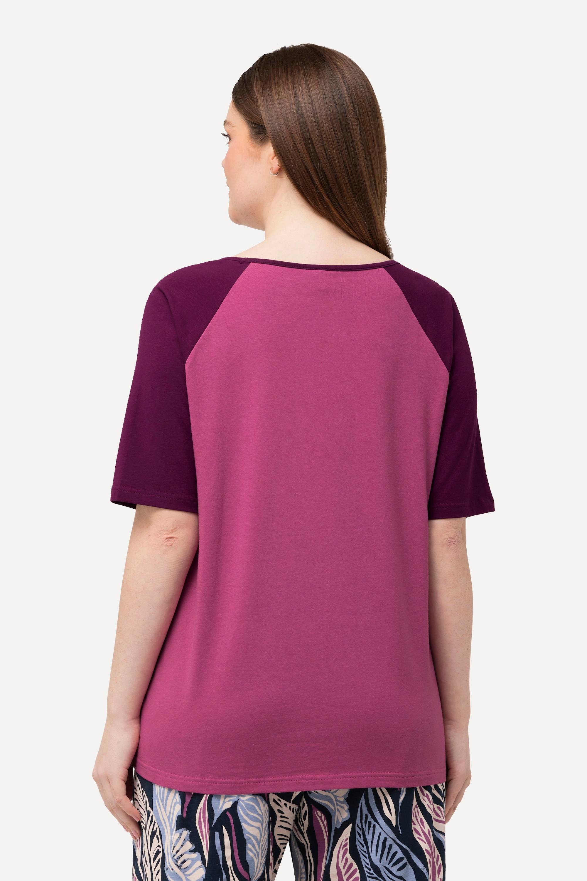 Ulla Popken  T-Shirt, Rundhals, Halbarm, Biobaumwolle fuchsia 