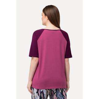 Ulla Popken  T-Shirt, Rundhals, Halbarm, Biobaumwolle fuchsia 