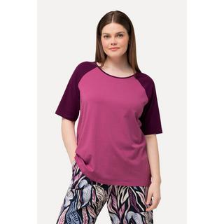 Ulla Popken  T-Shirt, Rundhals, Halbarm, Biobaumwolle fuchsia 