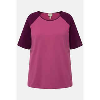 Ulla Popken  T-Shirt, Rundhals, Halbarm, Biobaumwolle fuchsia 