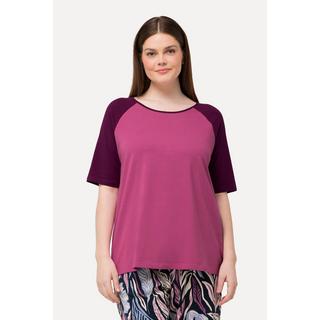 Ulla Popken  T-Shirt, Rundhals, Halbarm, Biobaumwolle fuchsia 