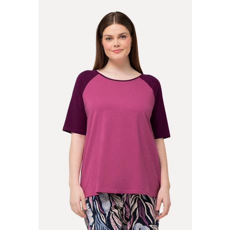 Ulla Popken  T-Shirt, Rundhals, Halbarm, Biobaumwolle fuchsia 