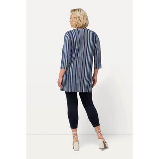 Ulla Popken  Longshirt, Musterstreifen, Tunika-Ausschnitt, 3/4-Arm 