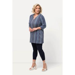 Ulla Popken  Longshirt, Musterstreifen, Tunika-Ausschnitt, 3/4-Arm 