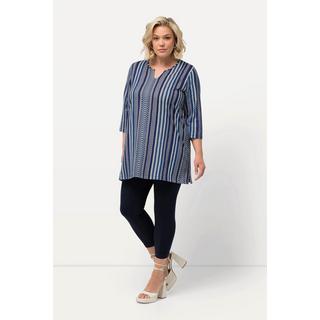 Ulla Popken  Longshirt, Musterstreifen, Tunika-Ausschnitt, 3/4-Arm 