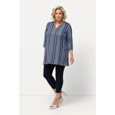 Ulla Popken  Longshirt, Musterstreifen, Tunika-Ausschnitt, 3/4-Arm 