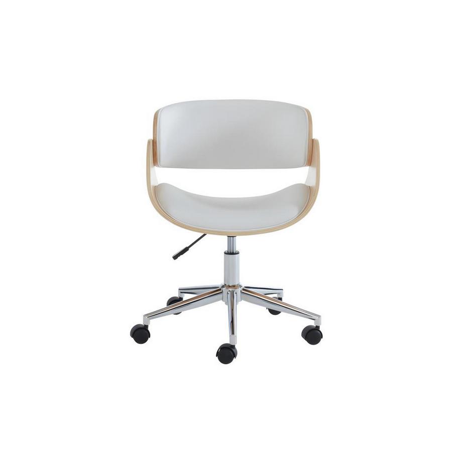 Vente-unique Sedia da ufficio altezza regolabile Similpelle e Metallo Cromato Faggio e Bianco JELSA  