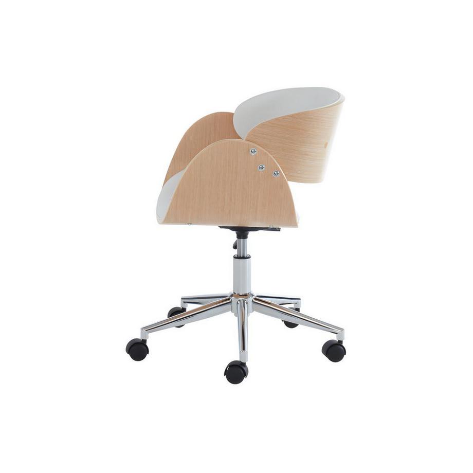 Vente-unique Sedia da ufficio altezza regolabile Similpelle e Metallo Cromato Faggio e Bianco JELSA  