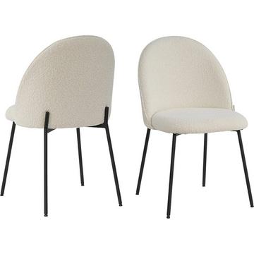 Chaise de salle à manger Clusto tissu métal beige (lot de 2)