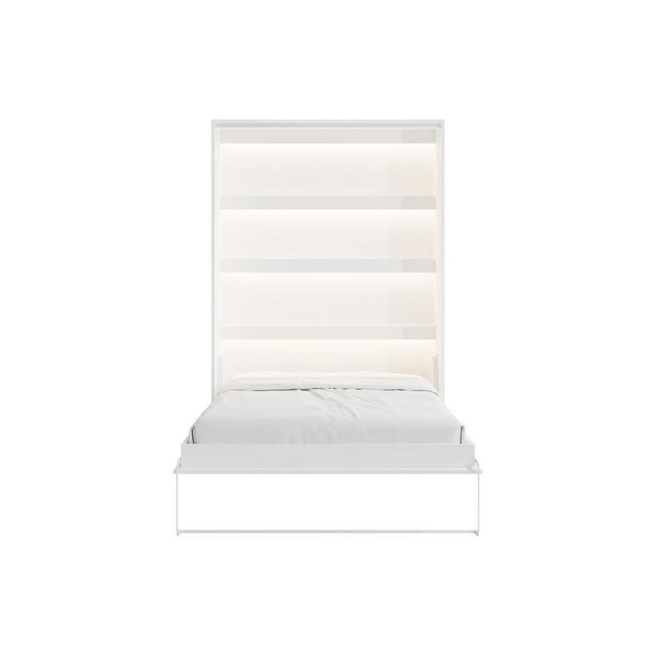Vente-unique Lit escamotable 140 x 200 cm - Ouverture verticale manuelle - Avec LEDs - Blanc - RAPILI  