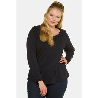 Ulla Popken  Basic Shirt, Knopfleiste, regular, Langarm 