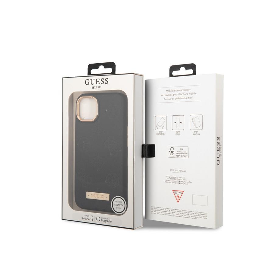 GUESS  Hülle iPhone 13 PU Peony Metal Plate 