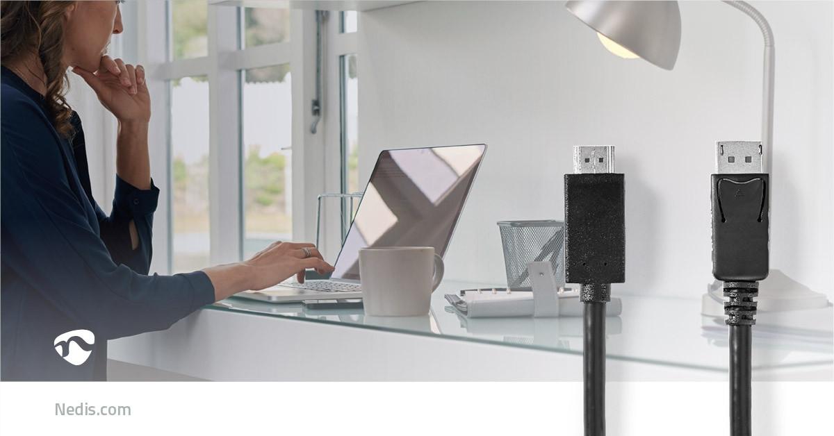 Nedis  Cavo Displayport | DisplayPort maschio | Connettore HDMI™ | 4K@60Hz | Nichelato | 2,00 m | Rotondo | PVC | Nero | Scatola 