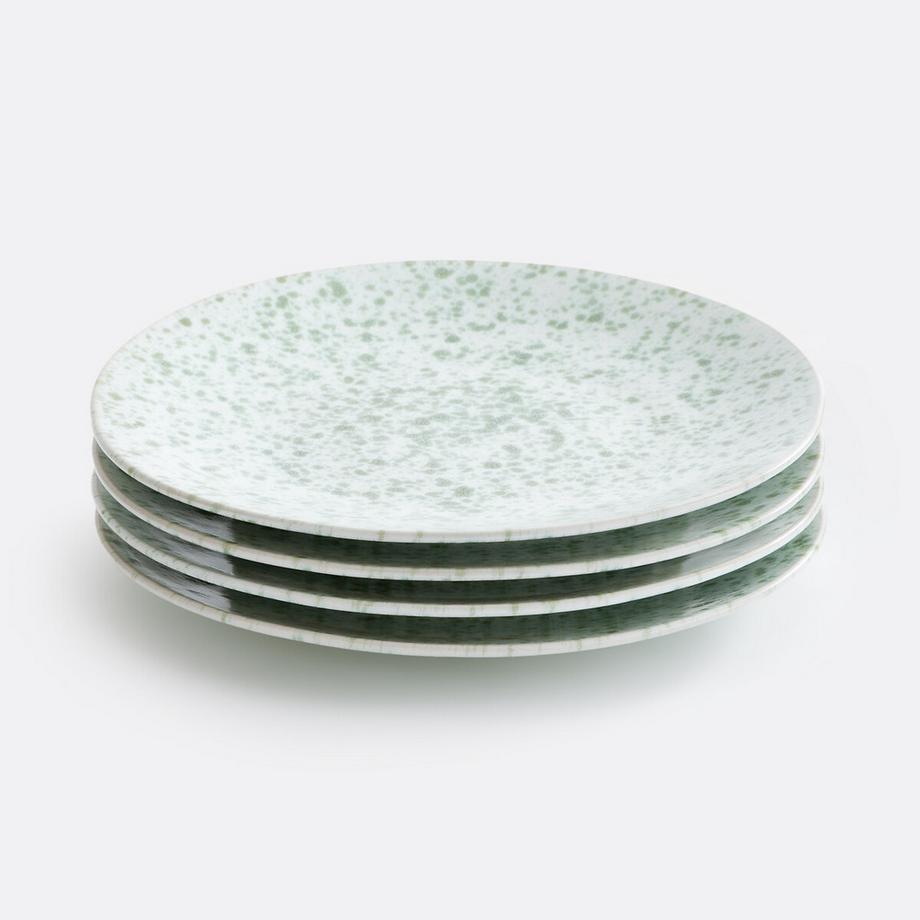 Set aus 4 flachen Tellern aus Steingut mit reaktiver Glasur Halni