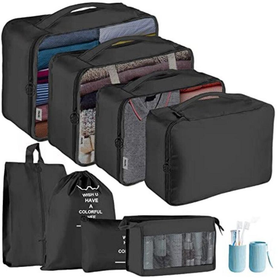 Only-bags.store  Cubes de rangement pour valises, 9 pièces Organisateur de bagages pour sac à dos 