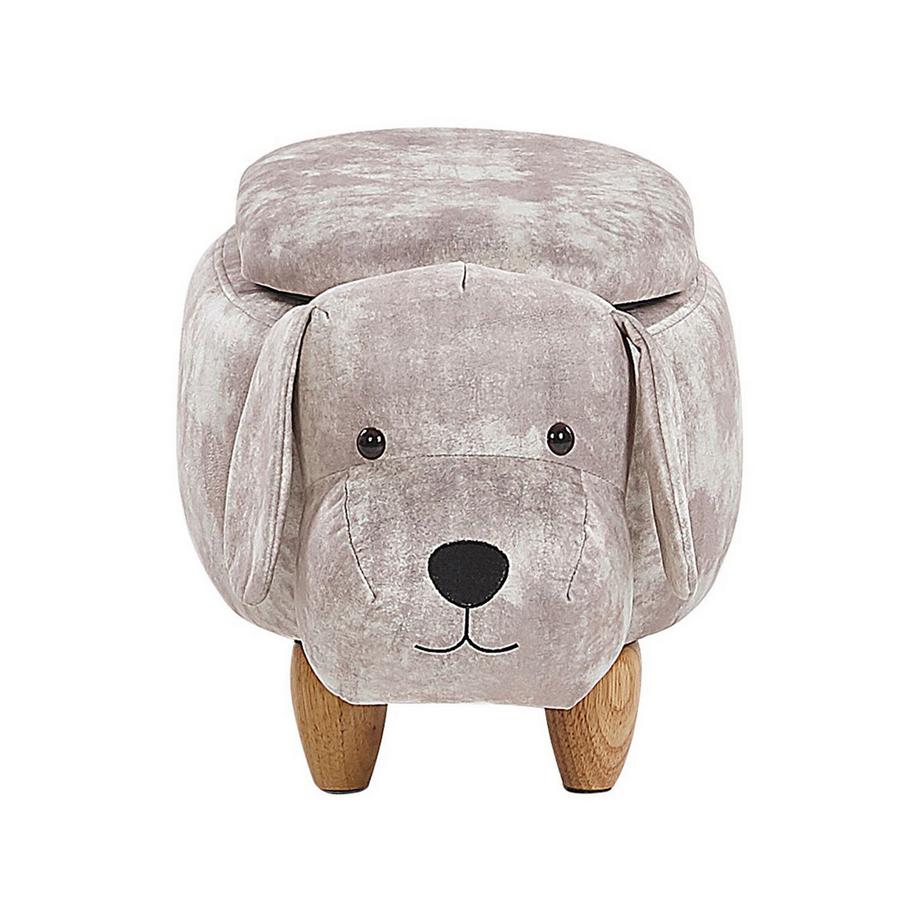 Beliani Tabouret de rangement animal en Velours Rustique DOGGY  