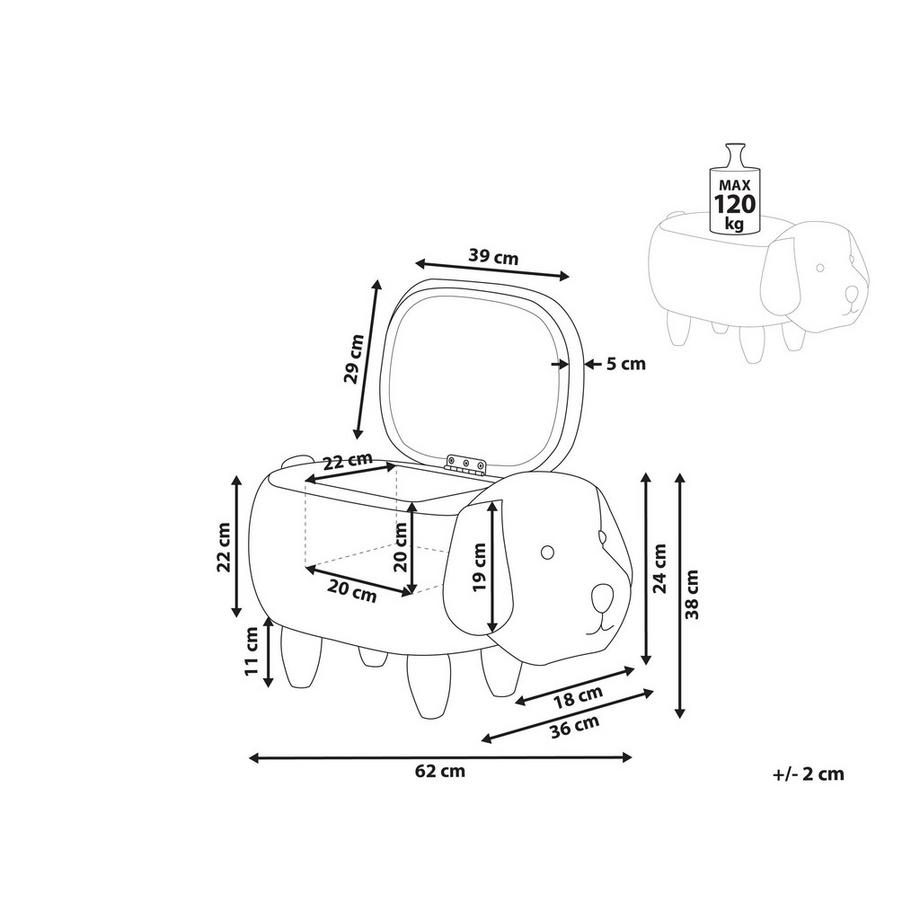 Beliani Tabouret de rangement animal en Velours Rustique DOGGY  