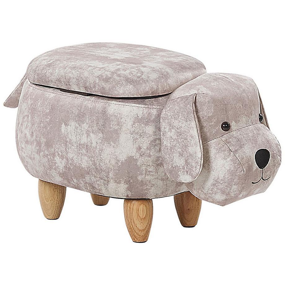 Beliani Tabouret de rangement animal en Velours Rustique DOGGY  