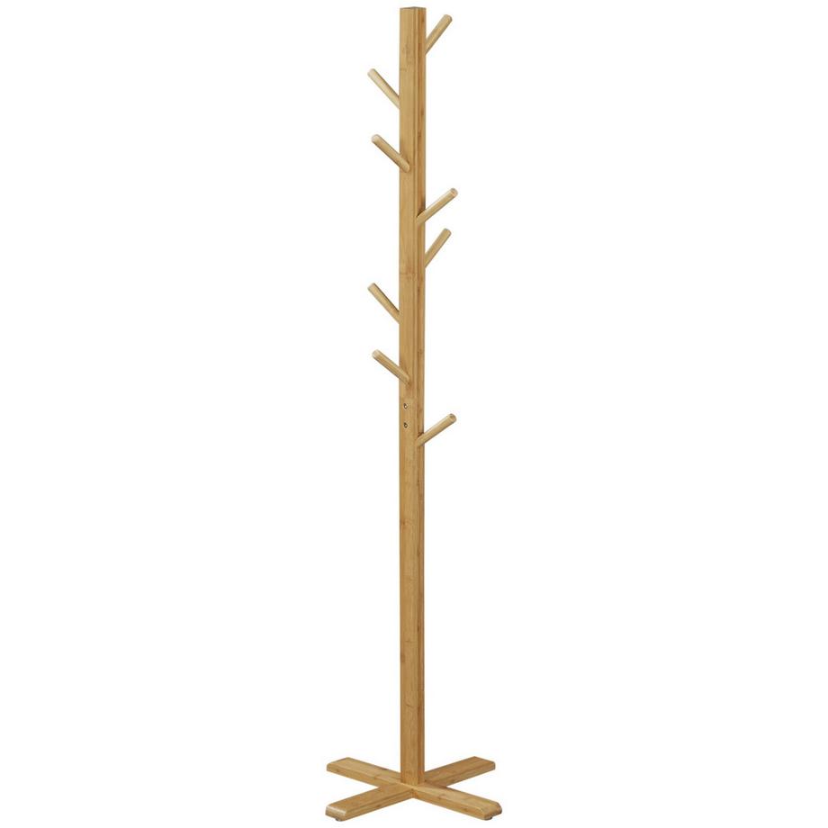 Northio  Porte-Manteau En Bambou Avec 8 Crochets, Portant Pour Couloir, Chambre, Naturel, 49,5X49,5X178Cm 