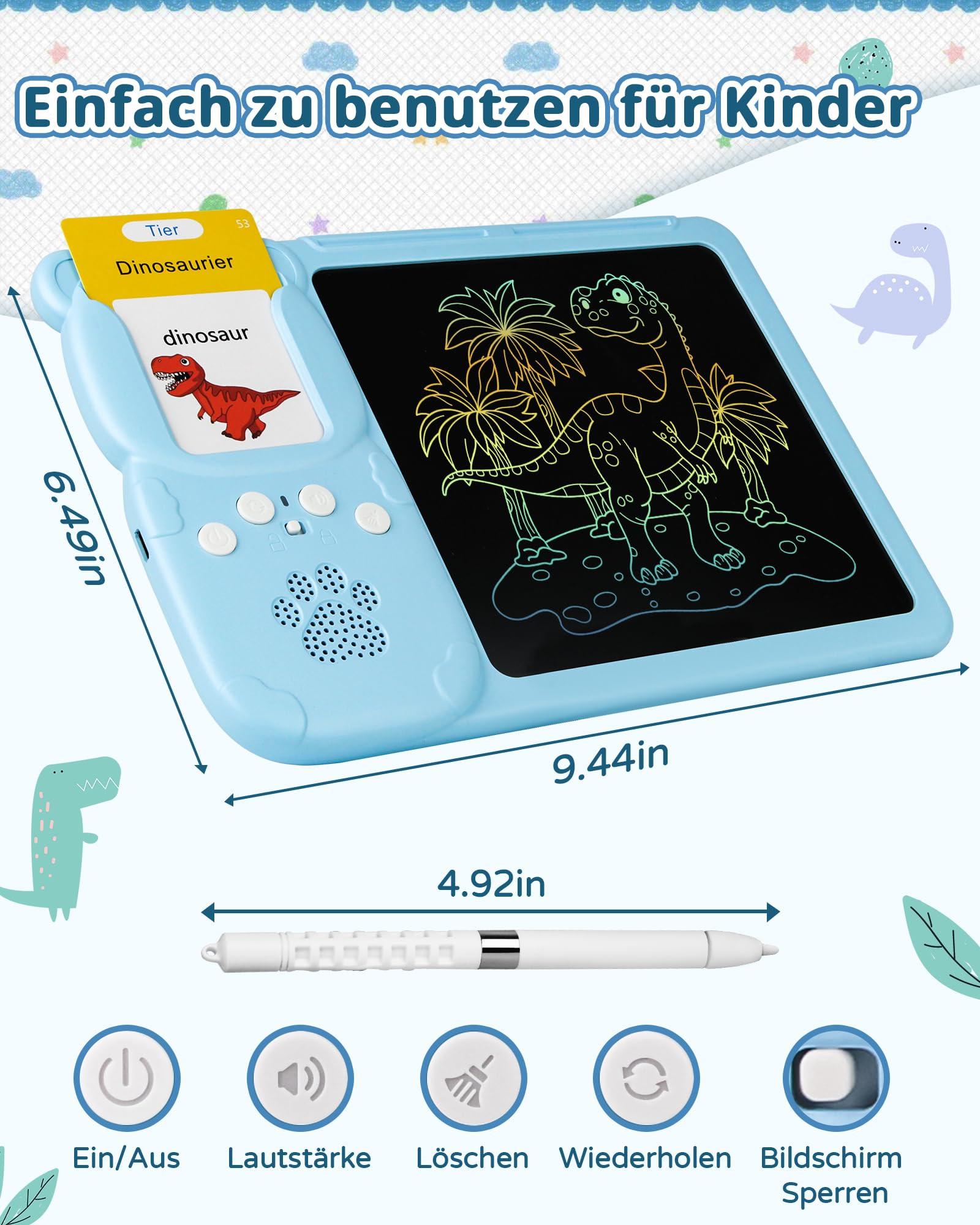 Activity-board  Lernspielzeug, Deutsch und Englisch lernen für Kinder, 510 Wörter sprechende Lernkarten mit LCD-Schreibtafel 