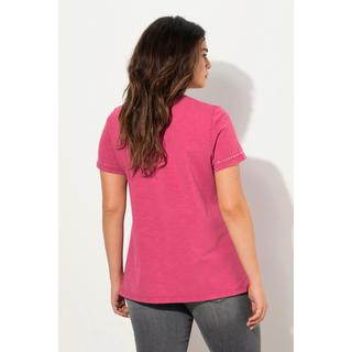 Ulla Popken  T-Shirt, cold dyed, Ziernieten, V-Ausschnitt, Halbarm 