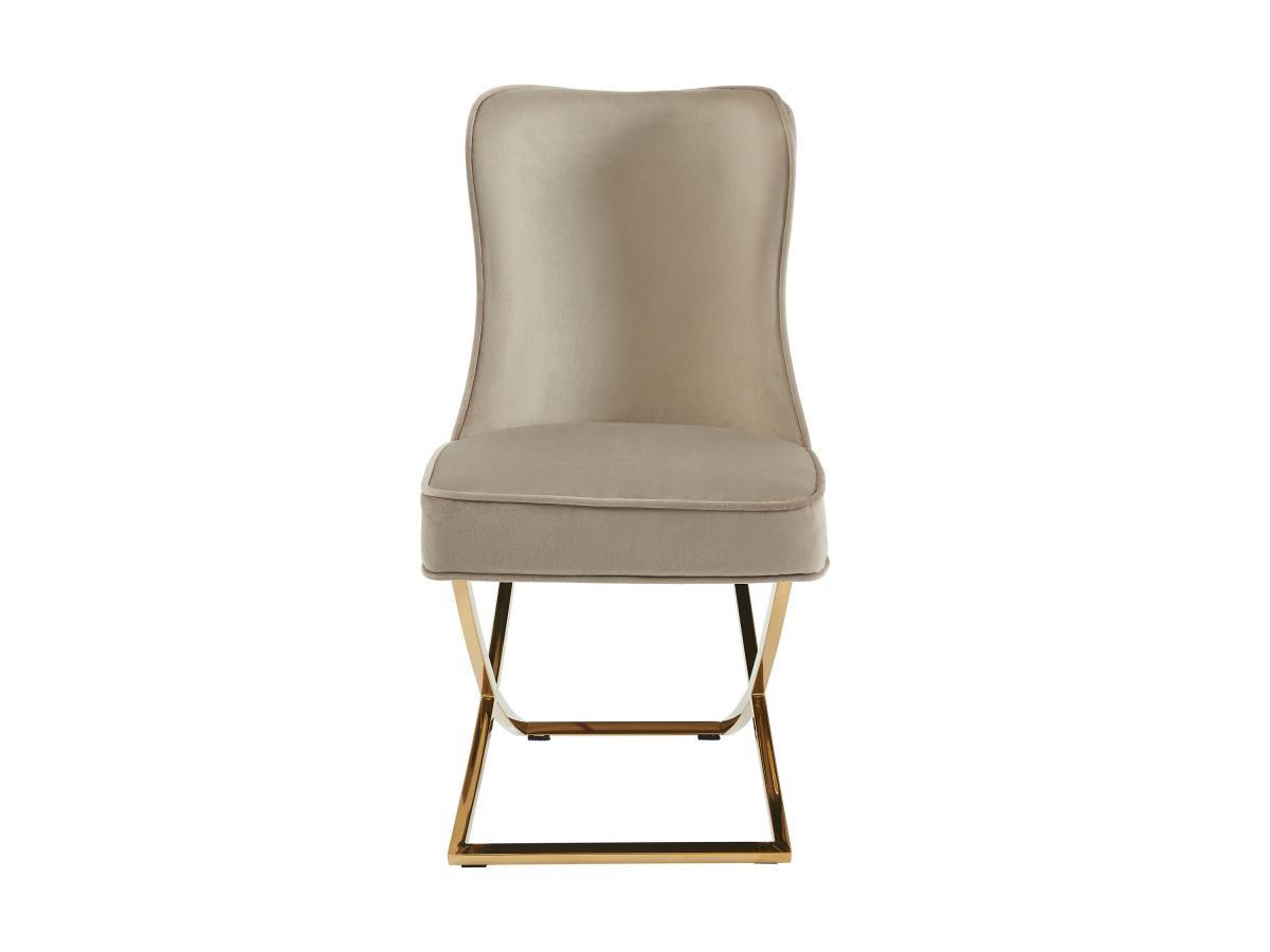 PASCAL MORABITO Lot de 2 chaises en velours et acier inoxydable doré - Beige - MARELANO de Pascal MORABITO  