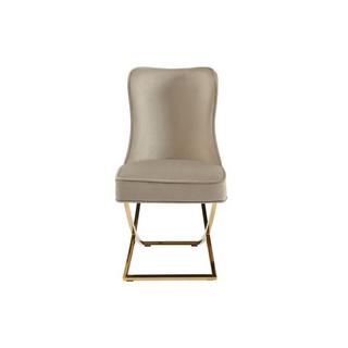 PASCAL MORABITO Lot de 2 chaises en velours et acier inoxydable doré - Beige - MARELANO de Pascal MORABITO  