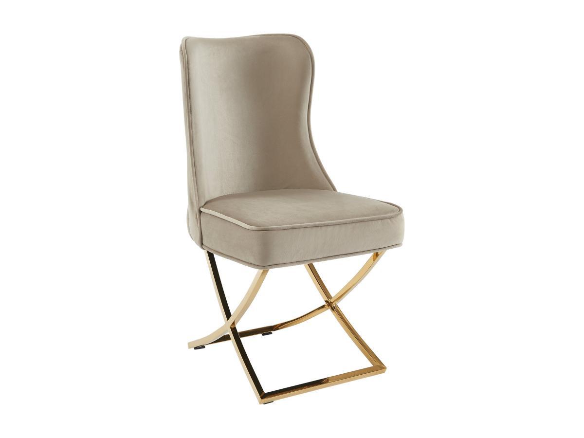 PASCAL MORABITO Lot de 2 chaises en velours et acier inoxydable doré - Beige - MARELANO de Pascal MORABITO  