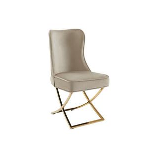 PASCAL MORABITO Lot de 2 chaises en velours et acier inoxydable doré - Beige - MARELANO de Pascal MORABITO  