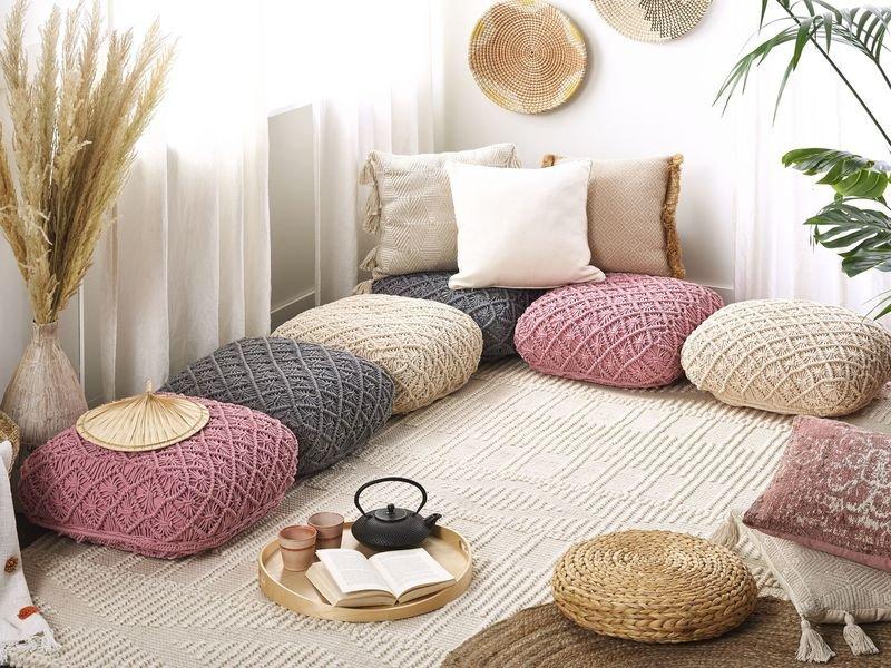 Beliani Pouf en Cotone Boho BERRECHID  