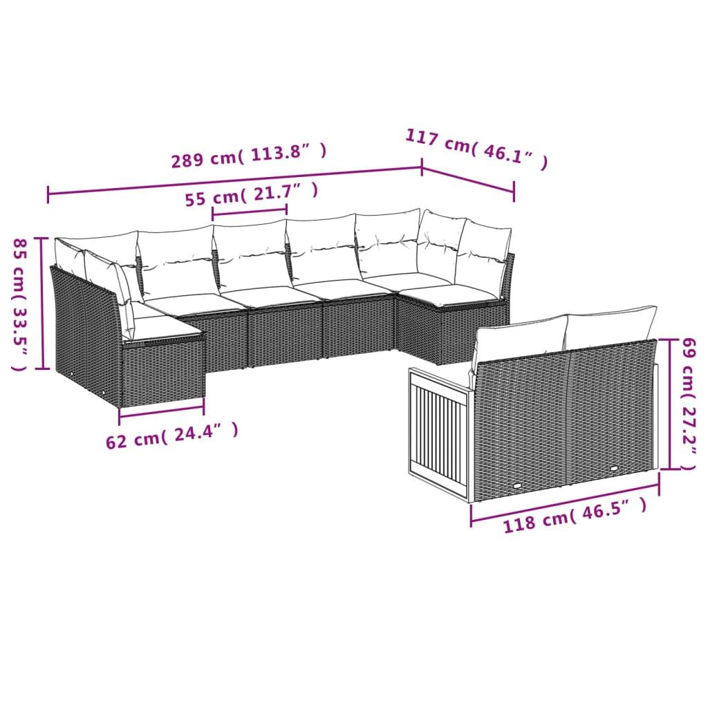 VidaXL set divano da giardino Polirattan  