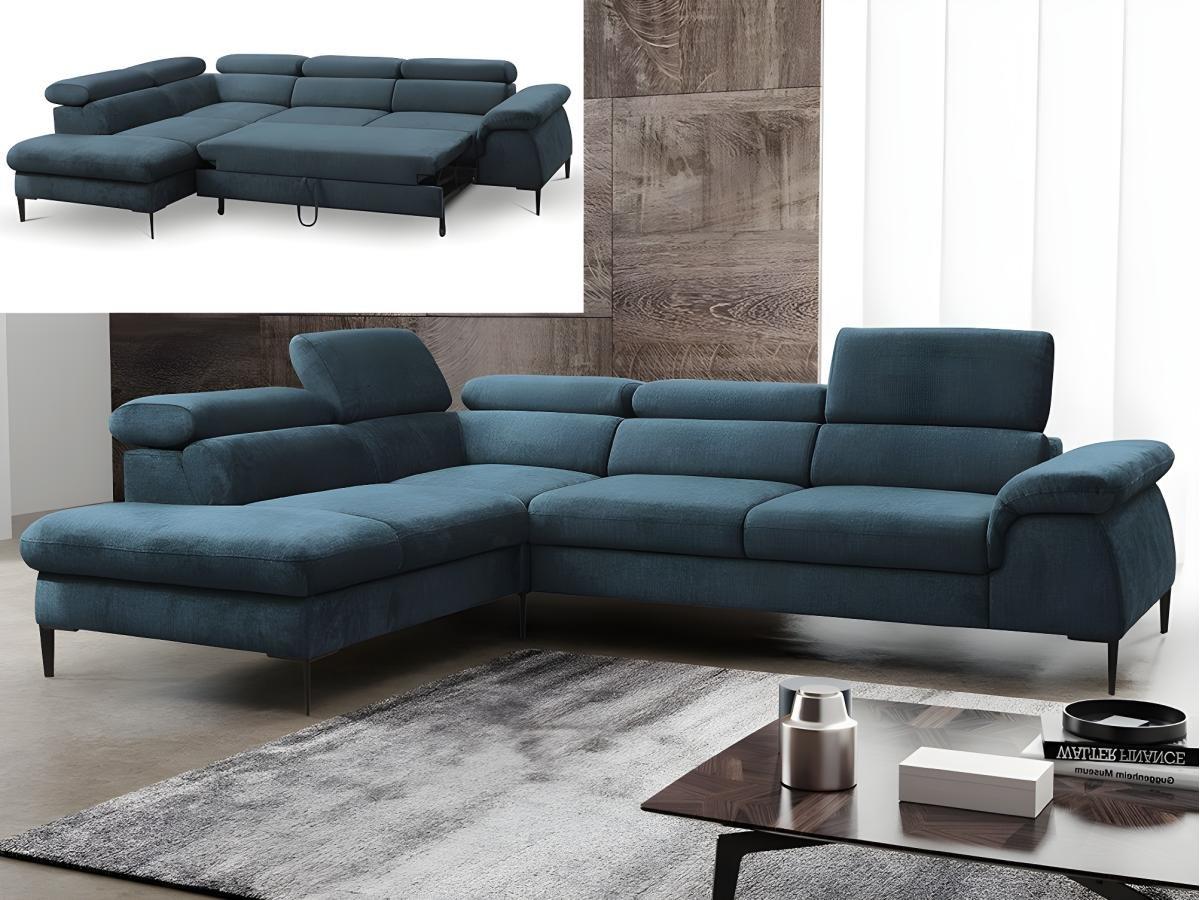 PASCAL MORABITO Divano letto angolare in Tessuto Verde petrolio Angolo a sinistra SEPINA di PASCAL MORABITO  