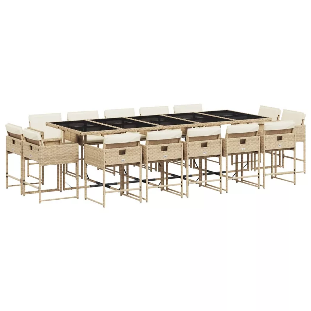 Vidaxl - Ensemble à manger de jardin et coussins 15 pcs beige