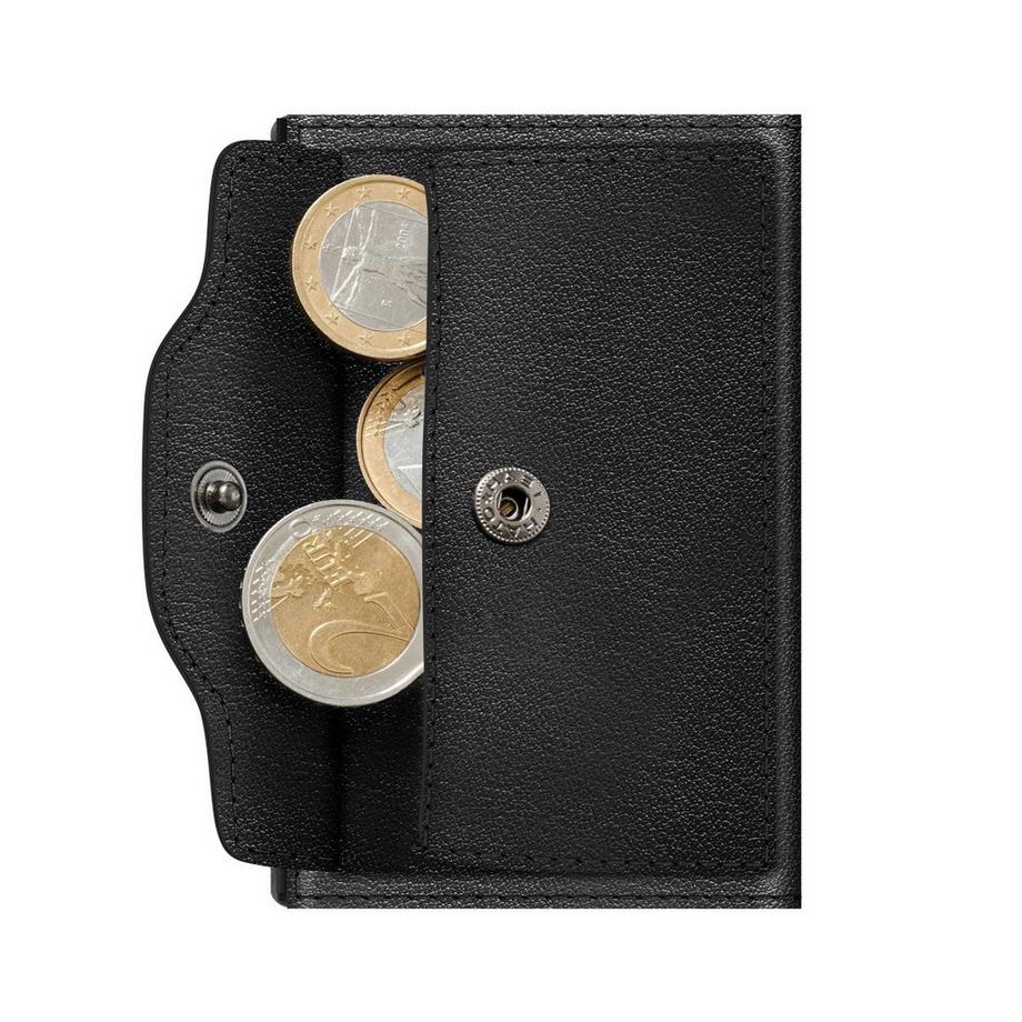 Tru Virtu Click & Slide Coin Pocket Nappa Wallet Schwarz  