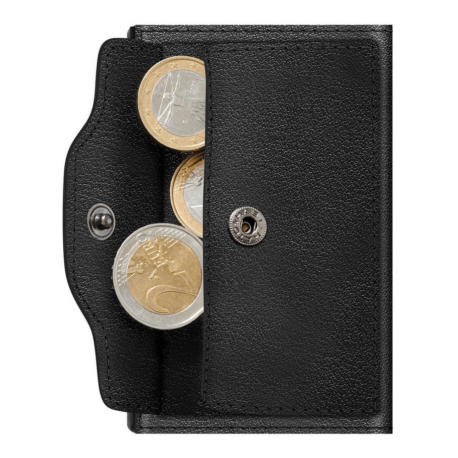 Tru Virtu Click & Slide Coin Pocket Nappa Wallet Schwarz  
