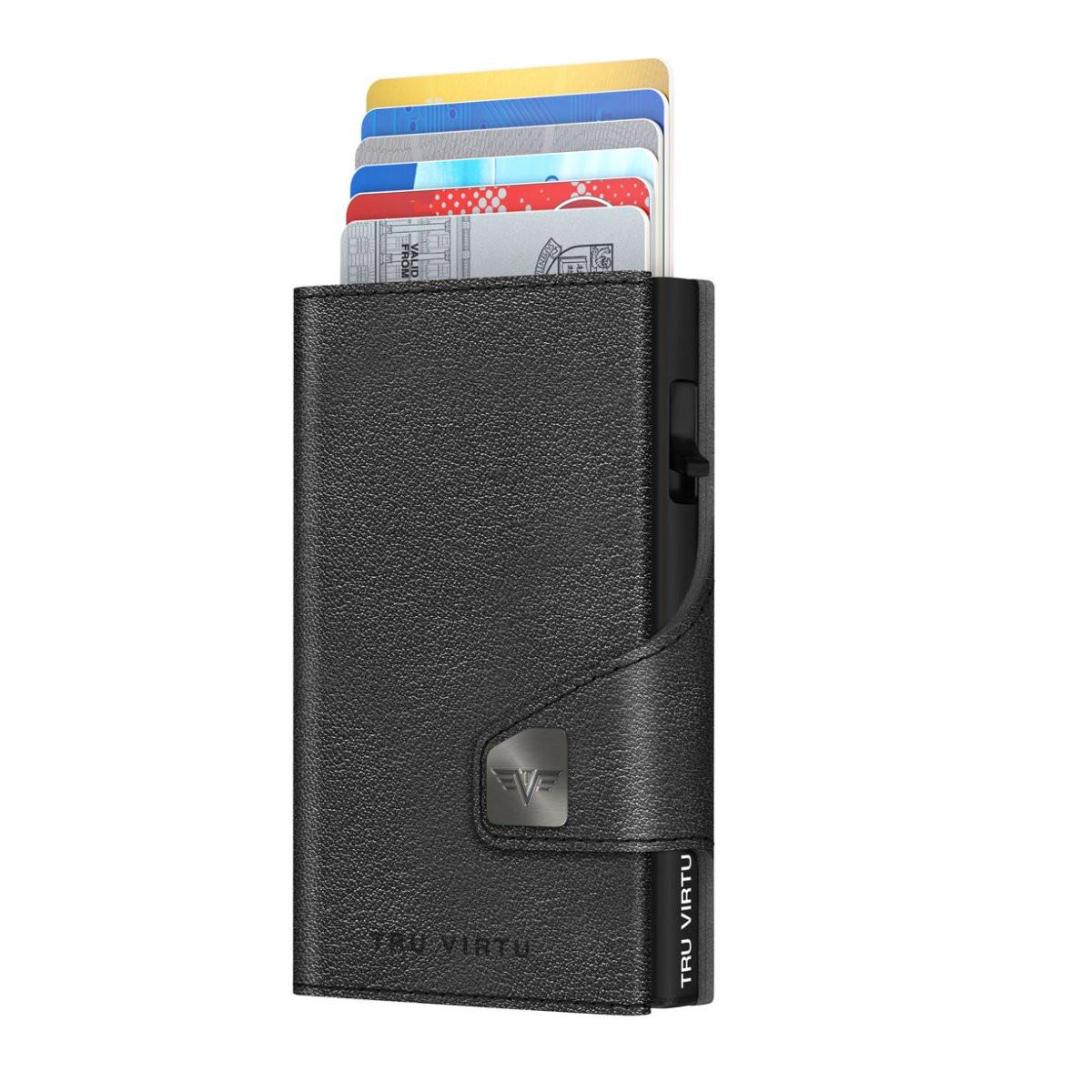 Tru Virtu  Wallet Click & Slide Coin Pocket Nappa Black/Black 