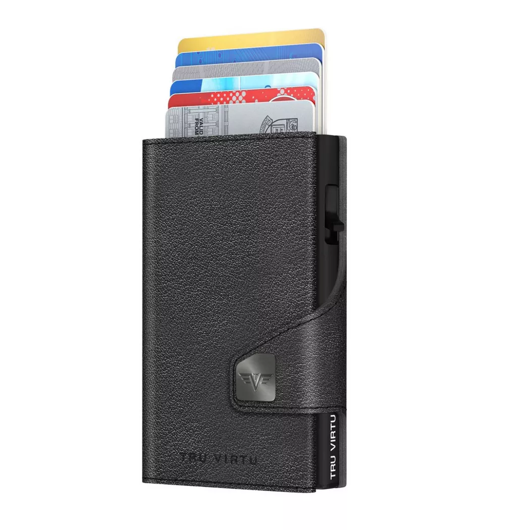 Tru Virtu - Wallet Click & Slide Coin Pocket Nappa Black/Black, für Damen, Schwarz, Größe Onesize