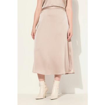 Jupe midi en satin, silhouette en A et ceinture confortable