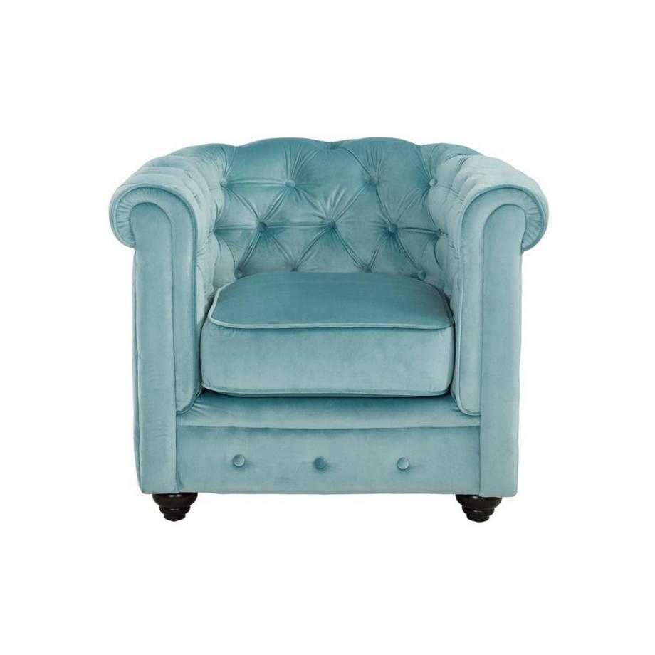 Vente-unique Fauteuil CHESTERFIELDVelours pastel  