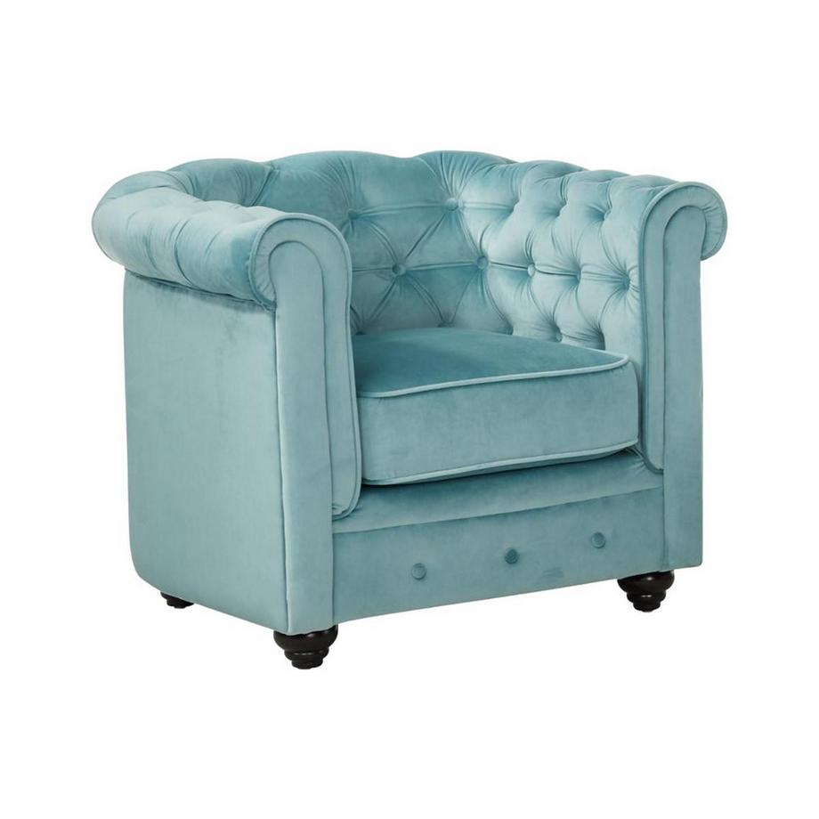 Vente-unique Fauteuil CHESTERFIELDVelours pastel  