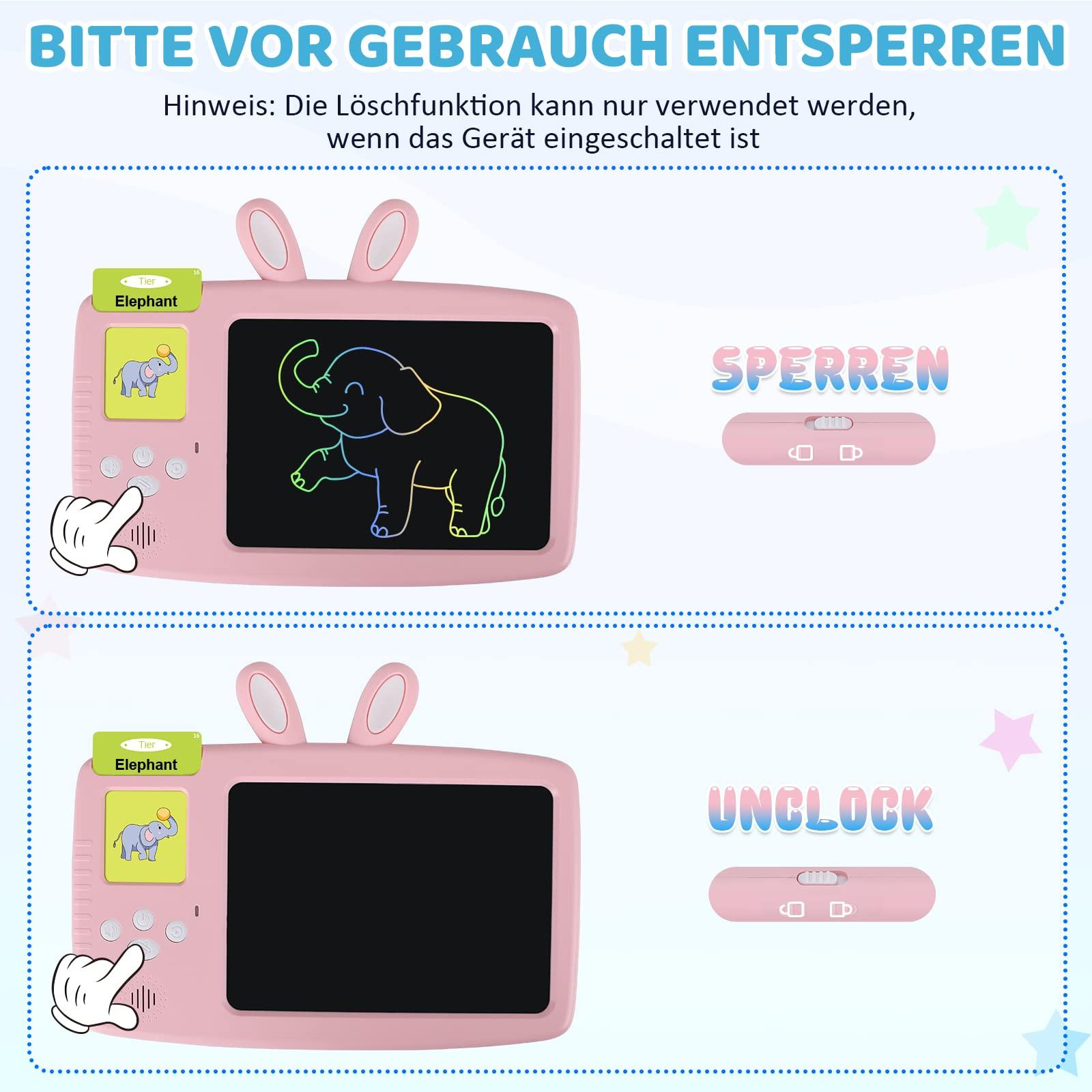 Activity-board  Deutsch lernen Lernspielzeug für Kinder, Sprechende Lernkarten LCD-Schreibtafel 388 Wörter, Lesen & Schreiben 