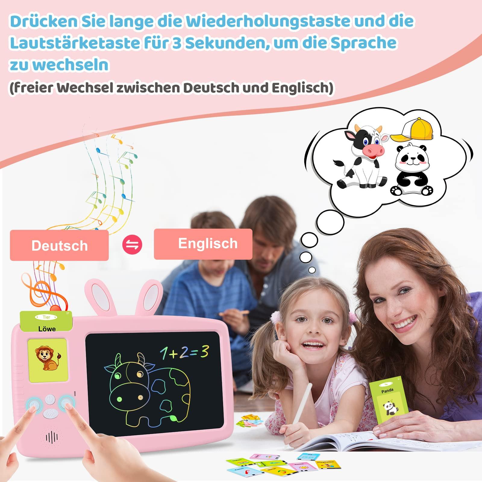 Activity-board  Deutsch lernen Lernspielzeug für Kinder, Sprechende Lernkarten LCD-Schreibtafel 388 Wörter, Lesen & Schreiben 