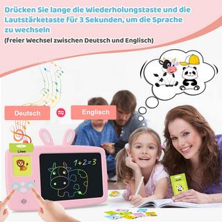 Activity-board  Deutsch lernen Lernspielzeug für Kinder, Sprechende Lernkarten LCD-Schreibtafel 388 Wörter, Lesen & Schreiben 