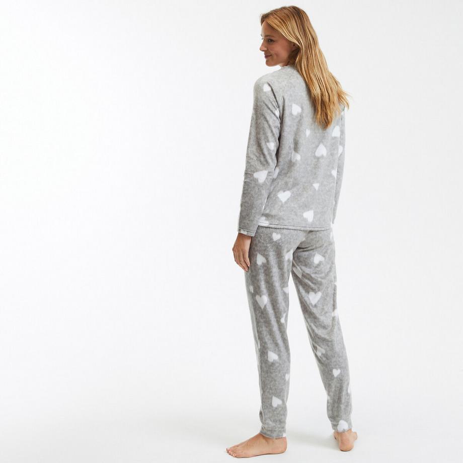 SO'HOME Pyjama Set Polaire Imprimé Coeurs  