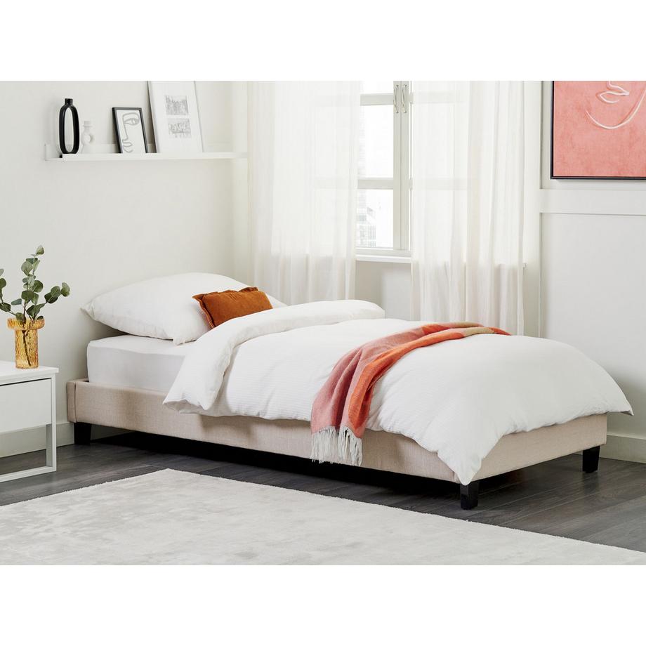 Beliani Lit sans tête de lit en Tissu Traditionnel ROANNE  