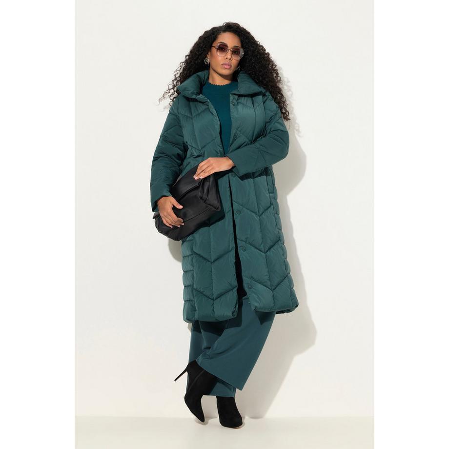 Ulla Popken Manteau matelassé A-Line Col Montant Boutons-Pression Latéraux  